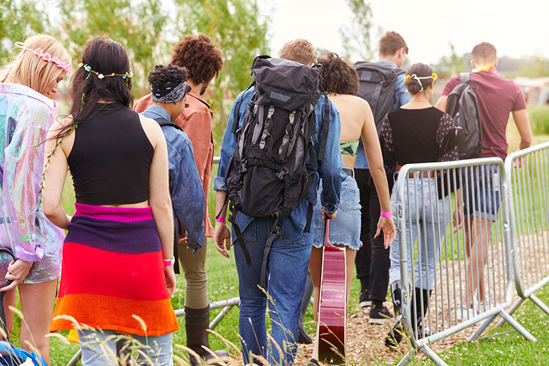 Festival goers leaving site